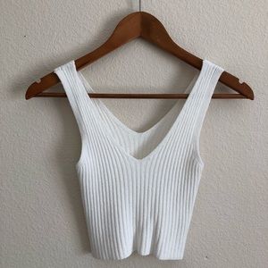 Brandy Melville Crop Ribbed V Top
